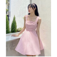 Đầm tiểu thư 2 dây bản to chất đũi có lót quần bảo hộ