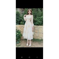 Đầm tiểu thư cổ yểm hở vai tay dài duyên dáng,