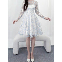 Đầm tiểu thư Emiu sang chảnh chất liệu ren nổi thêu hoa cao cấp hàng thiết kế đi tiệc - EM10