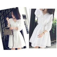 ĐẦM TIỂU THƯ TAY BỒNG - CỔ TIM - VÁY XOÈ NHẸ DUYÊN DÁNG