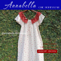 Đầm tiểu thư xô muslin cao cấp đỏ vintage Đầm mặc nhà dạo phố Annabella ANNA