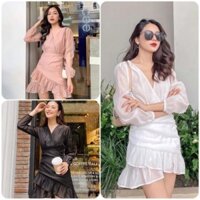 ĐẦM TƠ BÈO CỔ TIM CHÉO - ARRIDRESS T175 .