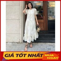 Đầm Tơ Dáng Dài Họa Tiết Hoa Quỳnh Kèm Đai Tiểu Thư Sang Chảnh V6141 - Yamy888