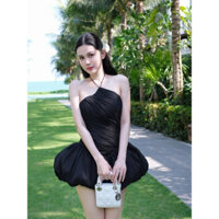 Đầm tơ nến cao cấp lót tafta chân váy phồng xoè AP542