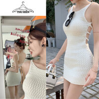 Đầm trắng 2 dây hở lưng ôm body siêu gợi cảm, váy 2 dây dáng ngắn XUONGMAYTHUHIEN