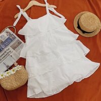 Đầm trắng cột nơ vai