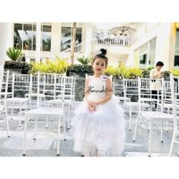 Đầm Trắng Dạ Hội Dáng Dài Phủ Chân Cho Bé Gái 10-34Kg, Đầm Công Chúa Dự Tiệc Biểu Diễn Sang Chảnh Cho Bé HANNAH KIDS