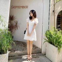 Đầm trắng dự tiệc dáng xòe tay đính hạt siêu hot