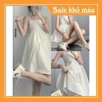 Đầm Trắng Nữ 2 Dây Dập Ly Kèm Lót ,Váy Maxi Nữ Đũi Nhăn Dáng Ngắn Q048