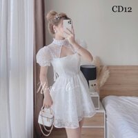 ĐẦM TRẮNG REN XOÈ THIẾT KẾ