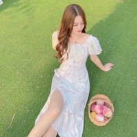 ĐẦM TRẮNG THÊU HOA NHÚN NGỰC