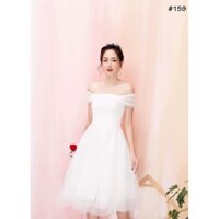 Đầm trắng trễ vai công chúa