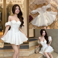 Đầm trắng trễ vai cúp ngực tùng xòe công chúa coquette đi tiệc cho nữ NÀNG CLOSET