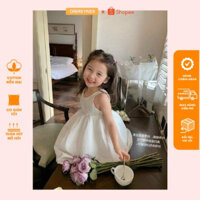 Đầm trắng trơn cho bé , váy tiểu thư bé gái. Chất thô mềm dễ thương ( size 8-35kg )