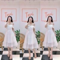 Đầm Trắng Xòe Rớt Vai