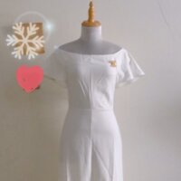 Đầm Trễ Vai Ôm Đuôi Cá Trắng/Đen ( Ảnh thật)