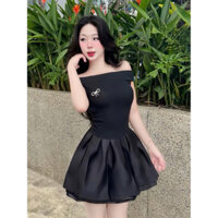 Đầm trễ vai tay ngắn dáng xòe, đầm ôm tôn dáng phong cách tiểu thư quyến rũ D12 Dolly Quin