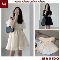 Đầm trễ vai voan tơ 2 lớp công chúa kiểu dáng hàn quốc tiểu thư dễ thương váy dự tiệc maxi đi biển đi cưới -MAGIDO