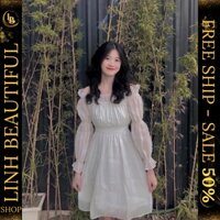 💕𝙁𝙍𝙀𝙀𝙎𝙃𝙄𝙋💕Đầm trễ vai ,tiểu thư màu trắng bánh bèo bồng bềnh - Váy trễ vai công chúa tay bồng bo chun , Linh Beautiful