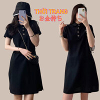 ĐẦM TRƠN ĐEN BASIC DÁNG XÒE CHỮ A CỔ POLO CÓ BIGSIZE 594 CÁ TÍNH THOẢI MÁI