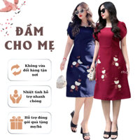 Đầm Trung Niên Cao Cấp [Miu021] BIGSIZE - Thiết kế trẻ trung sang trọng chất liệu dày dặn thoáng mát, thêu hoa xinh