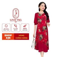 Đầm Trung Niên Dáng Dài [ Linh Trà ] (TM 2433) Cao Cấp Vải Voan Tay Lỡ Đi Làm Đi Chơi Đi Tiệc Đa Dụng Cho Các Quý Bà U40