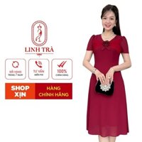 Đầm Trung Niên Dáng Dài [ Linh Trà ] (LT 2084) Cao Cấp Vải Voan Tay Lỡ Đi Làm Đi Chơi Đi Tiệc Đa Dụng Cho Các Quý Bà