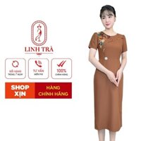 Đầm Trung Niên Dáng Dài [ Linh Trà ] (TM 2585) Cao Cấp Vải Voan Tay Lỡ  Đi Chơi Đi Tiệc Đa Dụng Cho Các Quý Bà