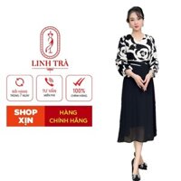 Đầm Trung Niên Dáng Dài [ Linh Trà ] (TM 2037) Cao Cấp Vải Voan Tay Lỡ Đi Làm Đi Chơi Đi Tiệc Đa Dụng Cho Các Quý Bà U40