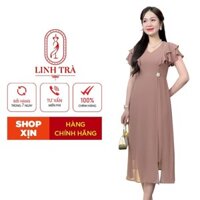 Đầm Trung Niên Dáng Dài [ Linh Trà ] (LT 2015) Cao Cấp Vải Voan Tay Lỡ Đi Chơi Đi Tiệc Đa Dụng Cho Các Quý Bà Quý Cô