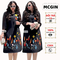 Đầm Trung Niên Dáng Suông Giấu Bụng Tay Voan Thêu Hoa Mimosa CG-030 | Đầm Tặng Mẹ Bigsize Miuco Sang Trọng Trẻ Trung
