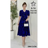 Đầm trung niên dự tiệc sang trọng vải kim tuyến nhũ kim sa đính đá tặng mẹ co giãn tốt bigsize 80kg M672