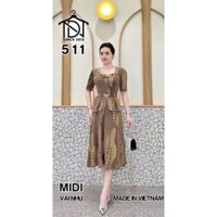 Đầm trung niên dự tiệc sang trọng vải kim tuyến nhũ kim sa đính đá tặng mẹ co giãn tốt bigsize 80kg DN22