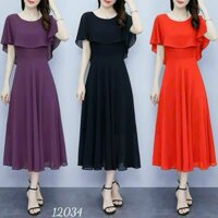 Đầm trung niên thiết kế dáng xoè dự tiệc voan lụa cao cấp, mềm mại, sang trong,thanh lịch bigsize HN04