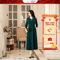 Đầm trung niên thun kim sa cho mẹ đi tiệc LYBEE LV908