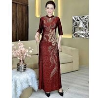 Đầm trung niên thun nhủ ánh kim,đầm trung niên cổ cách tân,đầm trung niên