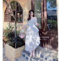 ĐẦM TÙNG VẢI LỤA Ý (CÓ LÓT) PHỐI THÂN ÁO VẢI THUN TĂM LẠNH NHUNG( CÓ MÚT)