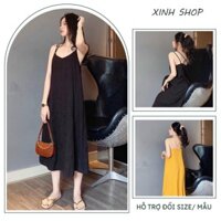 ĐẦM VÁY BẦU 2 DÂY DÁNG SUÔNG MAXI MẶC ĐI BIỂN ĐI DẠO XINH CHẤT MỀM MÁT V813 - VÁY MẶC NHÀ CHO MẸ BẦU FREESIZE