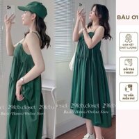 ĐẦM VÁY BẦU 2 DÂY ĐI BIỂN DÁNG SUÔNG TẦNG CHẤT ĐẸP X181 VÁY NGỦ CHO MẸ BẦU VÀ NGƯỜI BÉO MẬP