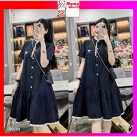 Đầm Váy Bầu Baby Doll Cổ Tàu Cộc Tay Mùa Hè.Đầm Bầu Suông Mặc Công Sở Đi Làm Đi Tiệc Từ 45kg -70kg HN544 Mama Store99