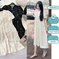 ĐẦM VÁY BẦU BABYDOLL TIỂU THƯ DỰ TIỆC PHỐI HOA NHÍ CỰC XINH CÚC MỞ TIỆN LỢI CHO MẸ BẦU MẶC TRƯỚC VÀ SAU SINH V799