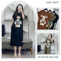 Đầm váy bầu cộc tay mùa hè cổ tròn dáng suông nhiều màu trẻ trung - Váy đẹp cho mẹ bầu mặc suốt thai kỳ freesize