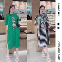 ĐẦM VÁY BẦU CÔNG SỞ MÙA HÈ DÁNG SUÔNG C8702 DÀI FORM RỘNG CHẤT THUN COTTON CO GIÃN THOÁNG MÁT TRẺ TRUNG FREESIZE
