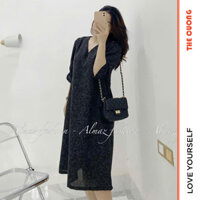 ĐẦM VÁY BẦU DẠ THU ĐÔNG CỔ V DÁNG SUÔNG CHẤT MỀM ĐẸP X26 VÁY BABYDOLL CÔNG SỞ FREESIZE XINH