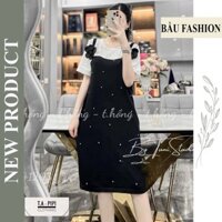 ĐẦM VÁY BẦU DẠNG YẾM ĐÍNH HOA ĐIỆU ĐÀ CHẤT LEN QUẢNG CHÂU PHỐI MÀU HOTTREND V943 - VÁY BẦU DÁNG SUÔNG MẶC ĐI LÀM ĐI CHƠI