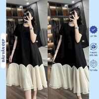 Đầm váy bầu hottrend dáng suông dài chân váy voan tiểu thư điệu đà X185 Váy bầu công sở freesize