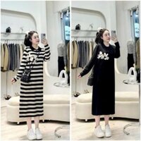 ĐẦM VÁY BẦU LEN HOA NỔI DÁNG SUÔNG