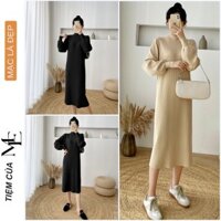 ĐẦM VÁY BẦU LEN THU ĐÔNG V6140 DÁNG SUÔNG DÀI FORM RỘNG - ĐẦM VÁY CÔNG SỞ DỰ TIỆC ĐI CHƠI HOT TREND FREESIZE