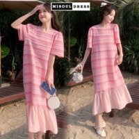 Đầm váy bầu tiểu thư dáng suông đuôi cá chất đẹp mặc đi làm dự tiệc xinh Váy cộc tay công sở 292 freesize