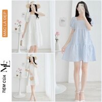 ĐẦM VÁY BẦU V616 BABY DOLL CỔ VUÔNG TAY BỒNG SIÊU XINH CHẤT XỐP NHẸ NHÀNG SANH CHẢNH - ĐẦM VÁY CÔNG SỞ DỰ TIỆC FREESIZE